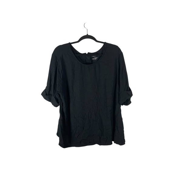 Lane Bryant Black Roll Sleeve Rayon Top Women’s Plus 22/24 - Picture 2 of 6